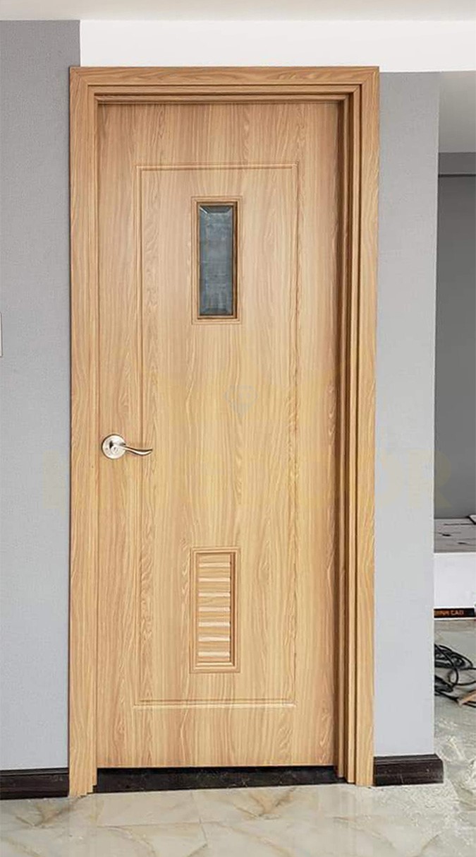 Cửa nhựa composite phủ da có ô kính