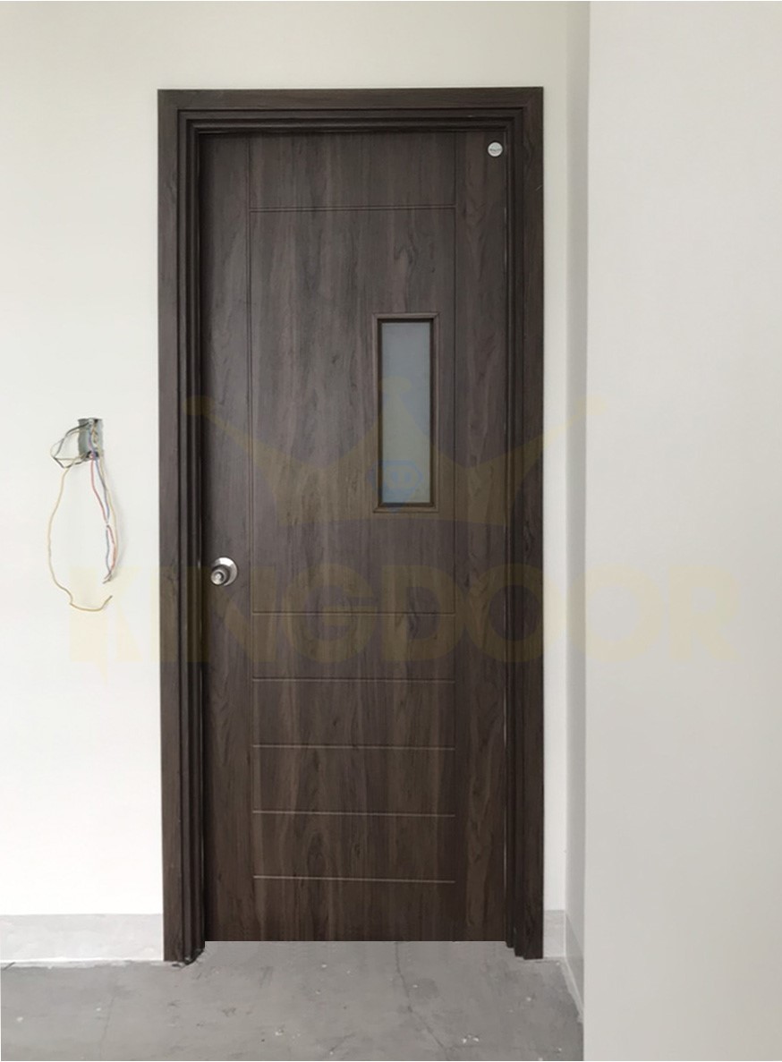 Cửa nhựa composite phủ da có ô kính