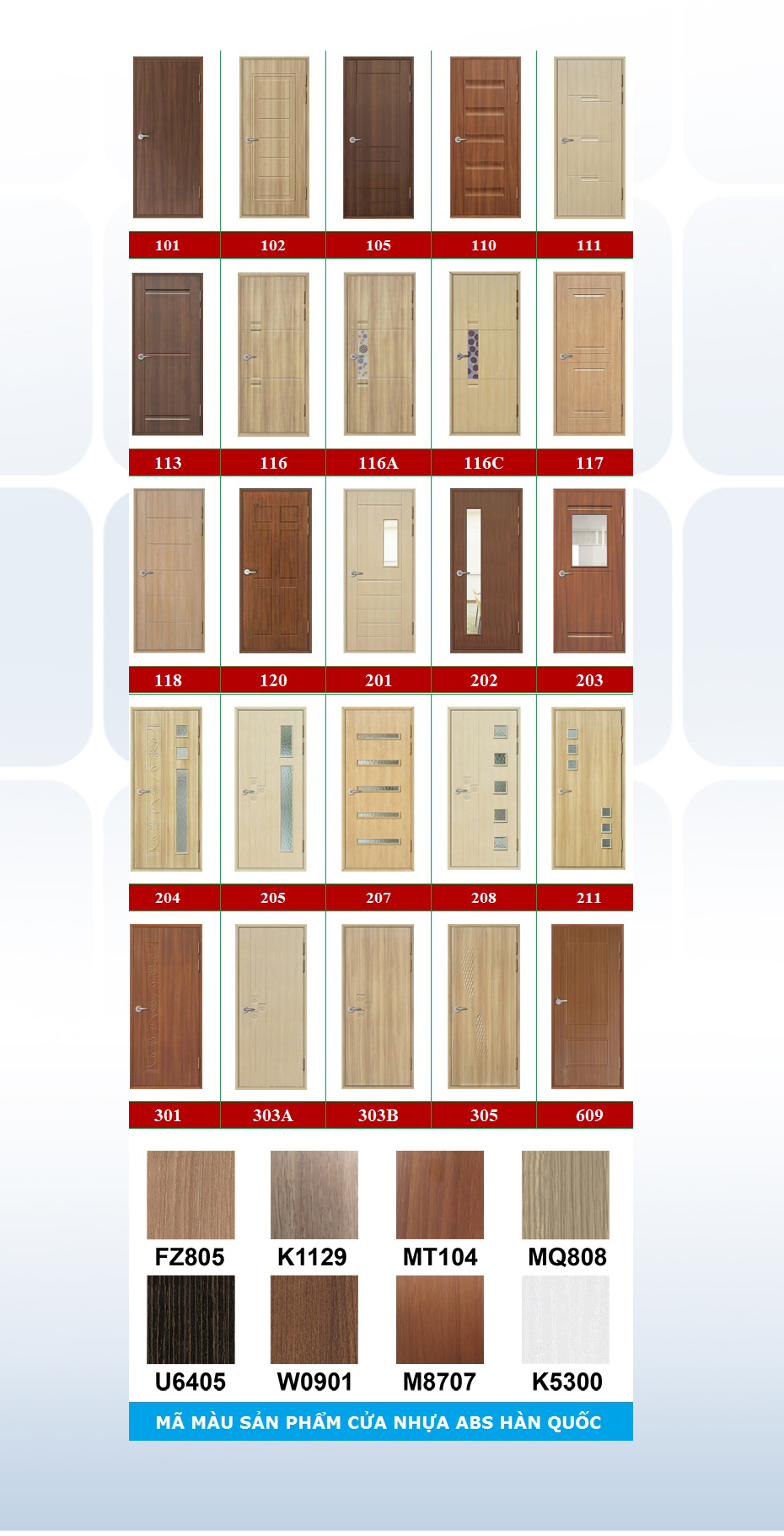 Mẫu cửa nhựa ABS theo Catolog