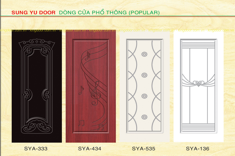 Cửa nhựa gỗ Composite dòng sơn SYA mẫu nhiều hoa văn