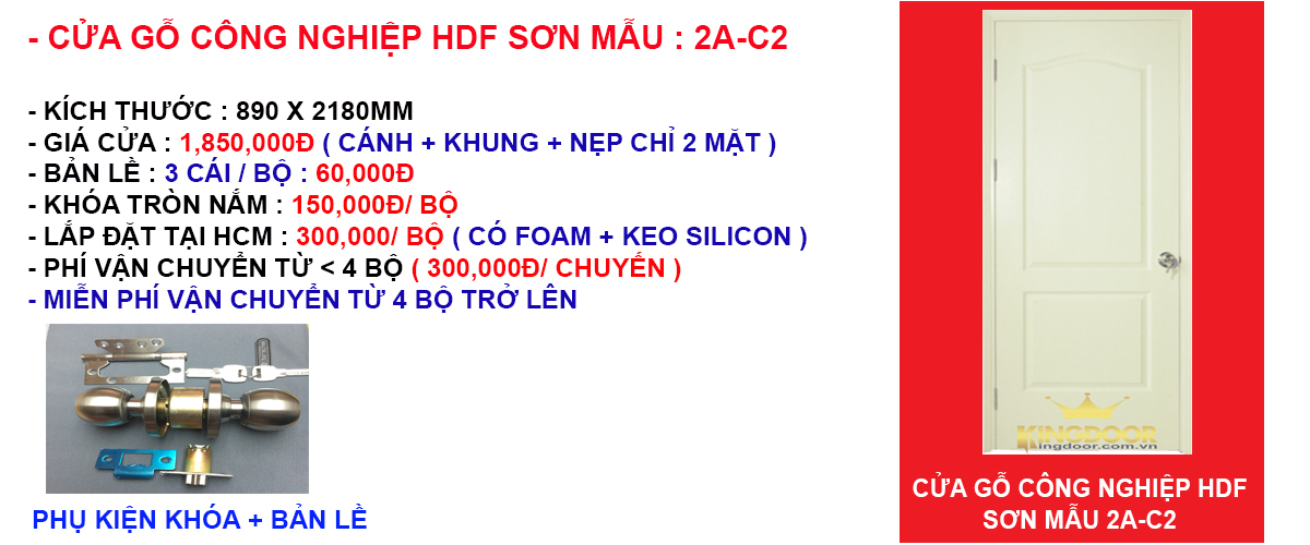 Báo giá cửa gỗ công nghiệp hdf mẫu 2A-C2