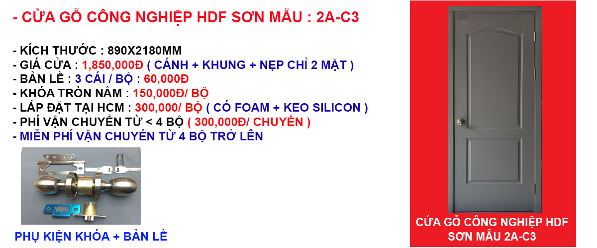 Báo giá cửa gỗ công nghiệp hdf mẫu 2A-C3