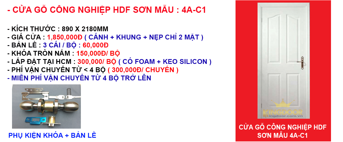 Báo giá cửa gỗ công nghiệp hdf mẫu 4A-C1