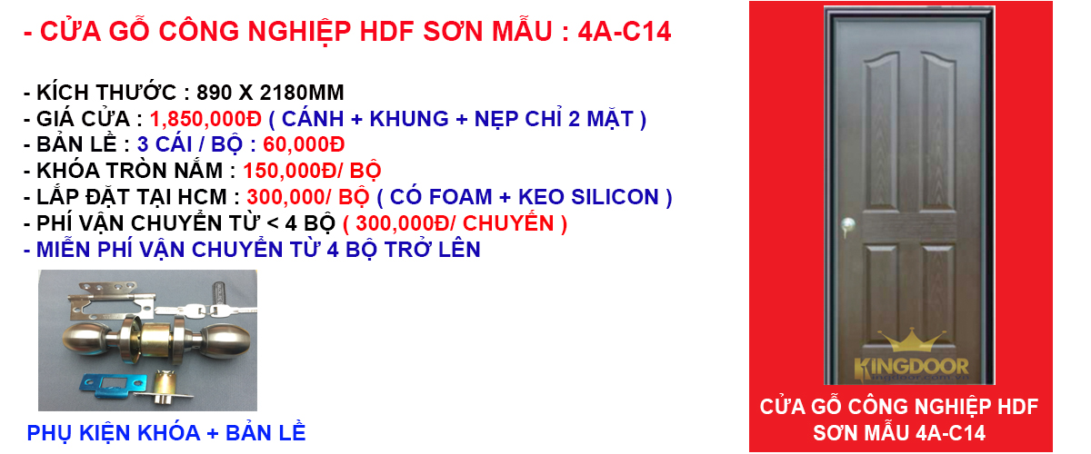 Báo giá cửa gỗ công nghiệp hdf mẫu 4A-C14