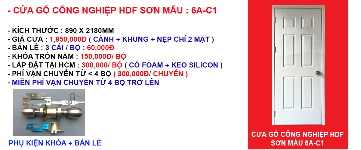 Báo giá cửa gỗ công nghiệp hdf mẫu 6A-C1
