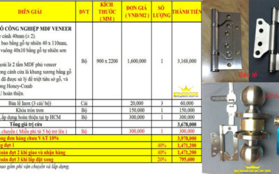 Báo giá cửa gỗ công nghiệp mdf veneer 2020 Kingdoor