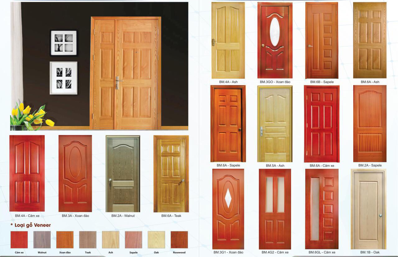 Một số mẫu cửa gỗ công nghiệp HDF veneer