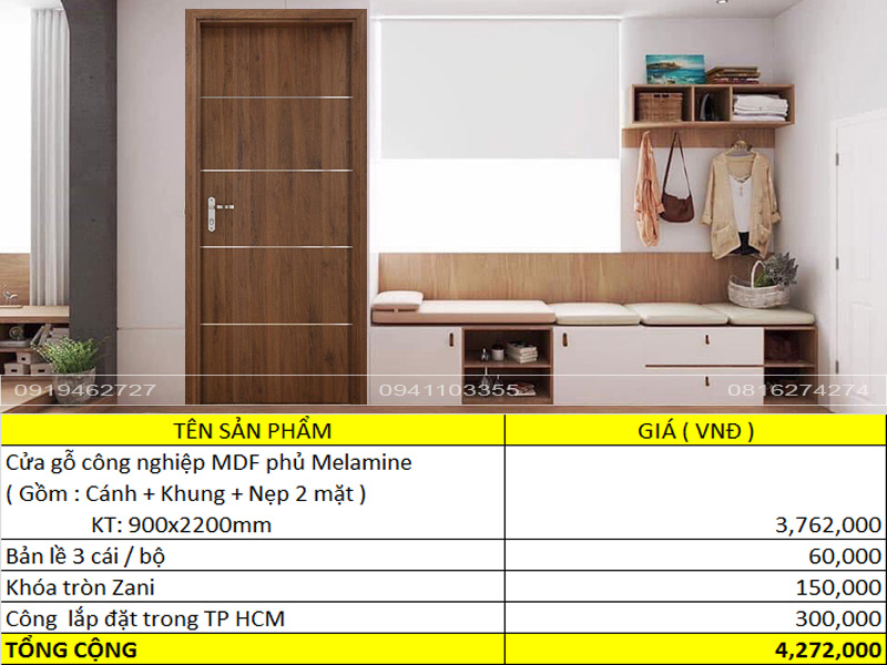 Báo giá cửa gỗ Melamine