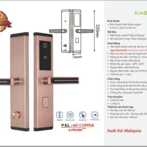 Khóa cửa thông minh Kassler KL-667 Copper