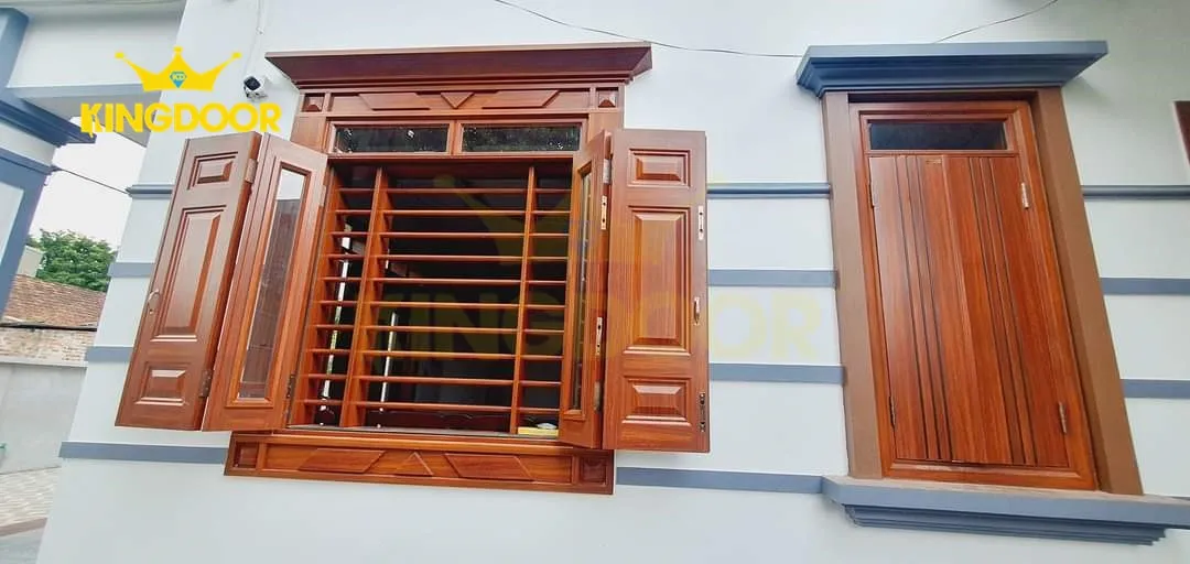 Cửa sổ thép vân gỗ đẹp