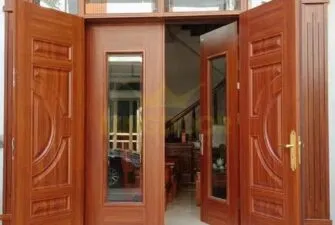 Cửa thép vân gỗ Luxury vách kính thủy lực