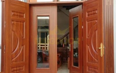 Cửa thép vân gỗ Luxury vách kính thủy lực