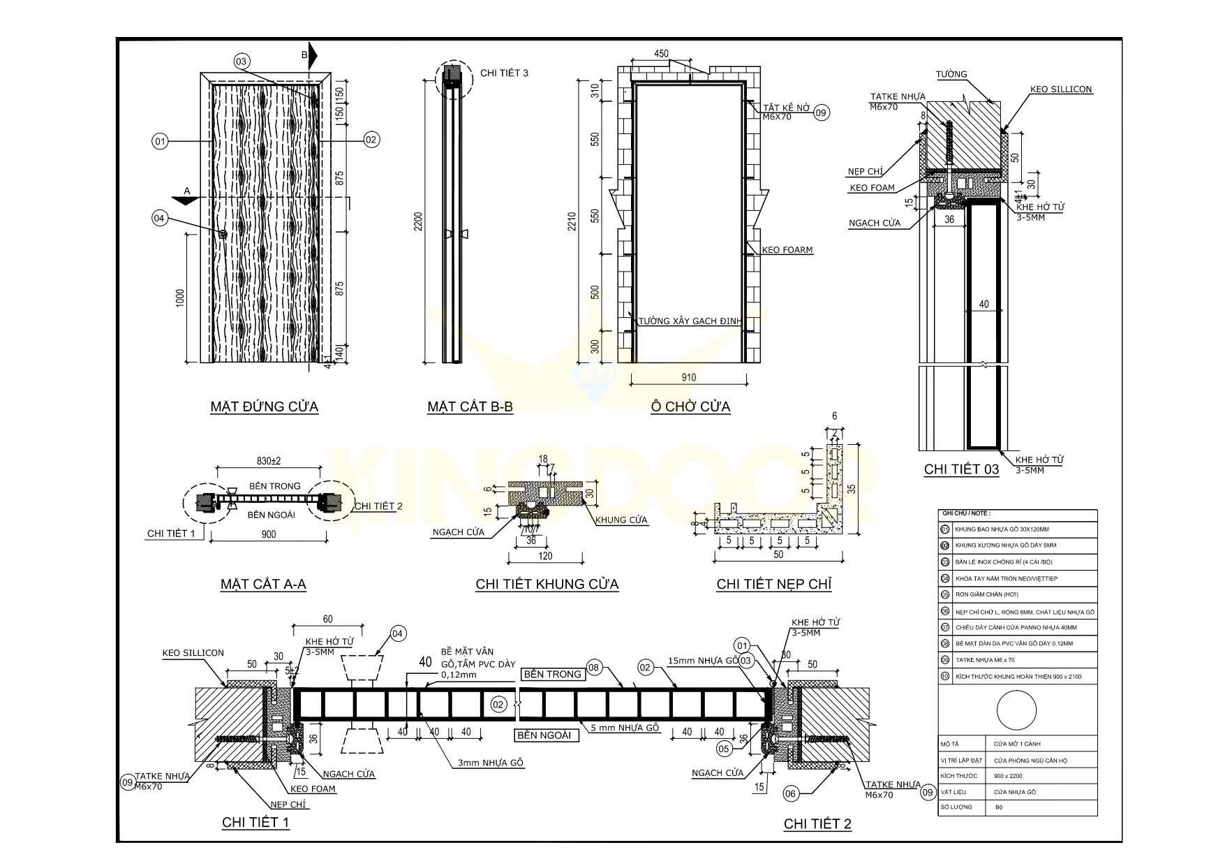 Bản vẽ cửa nhựa gỗ Composite