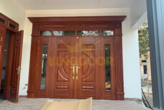 Giá cửa thép vân gỗ 4 cánh