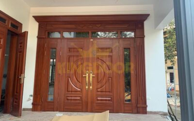 Giá cửa thép vân gỗ 4 cánh