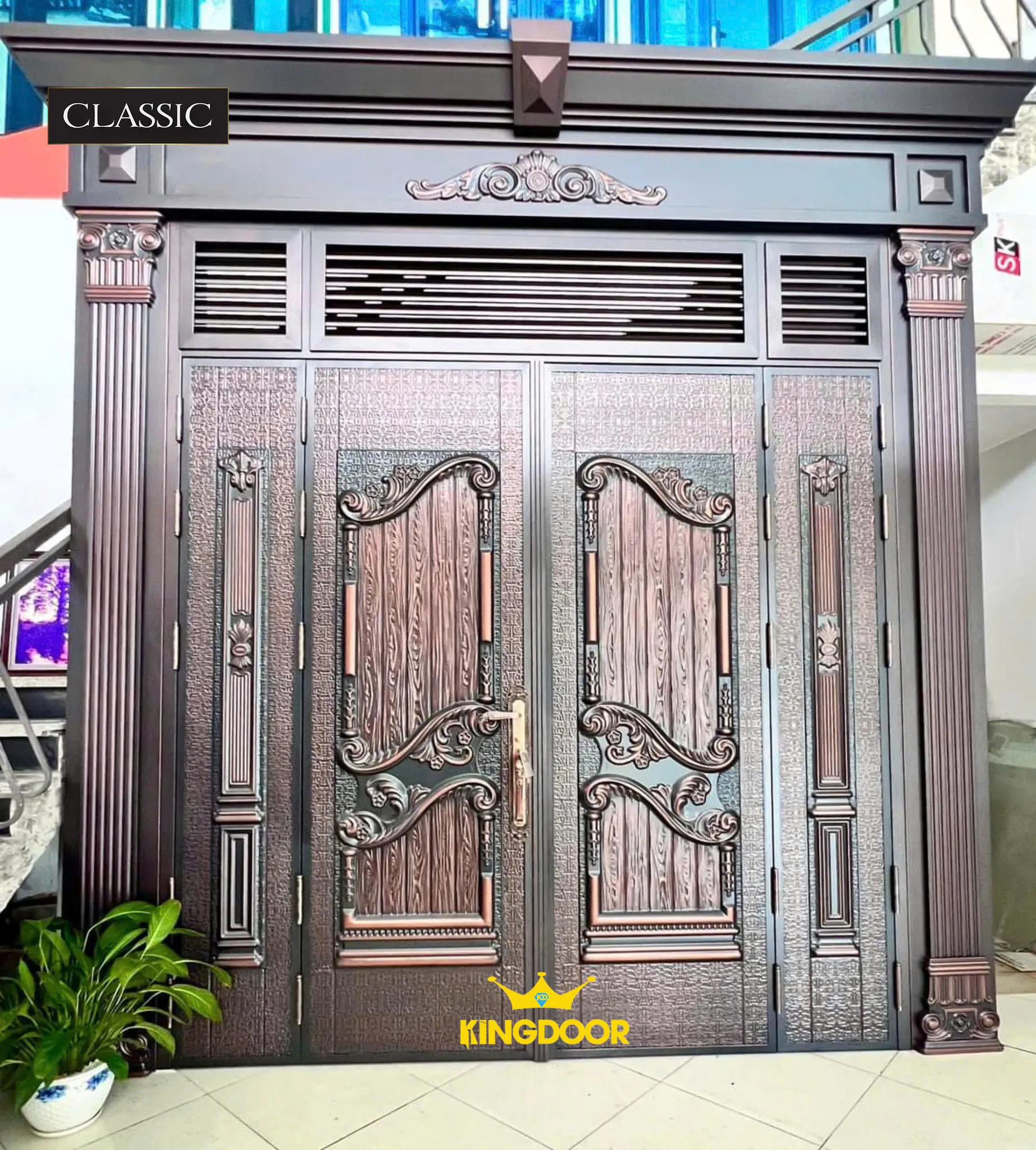 Cửa thép Classic họa tiết Lan Tây Hy Lạp Acanthus