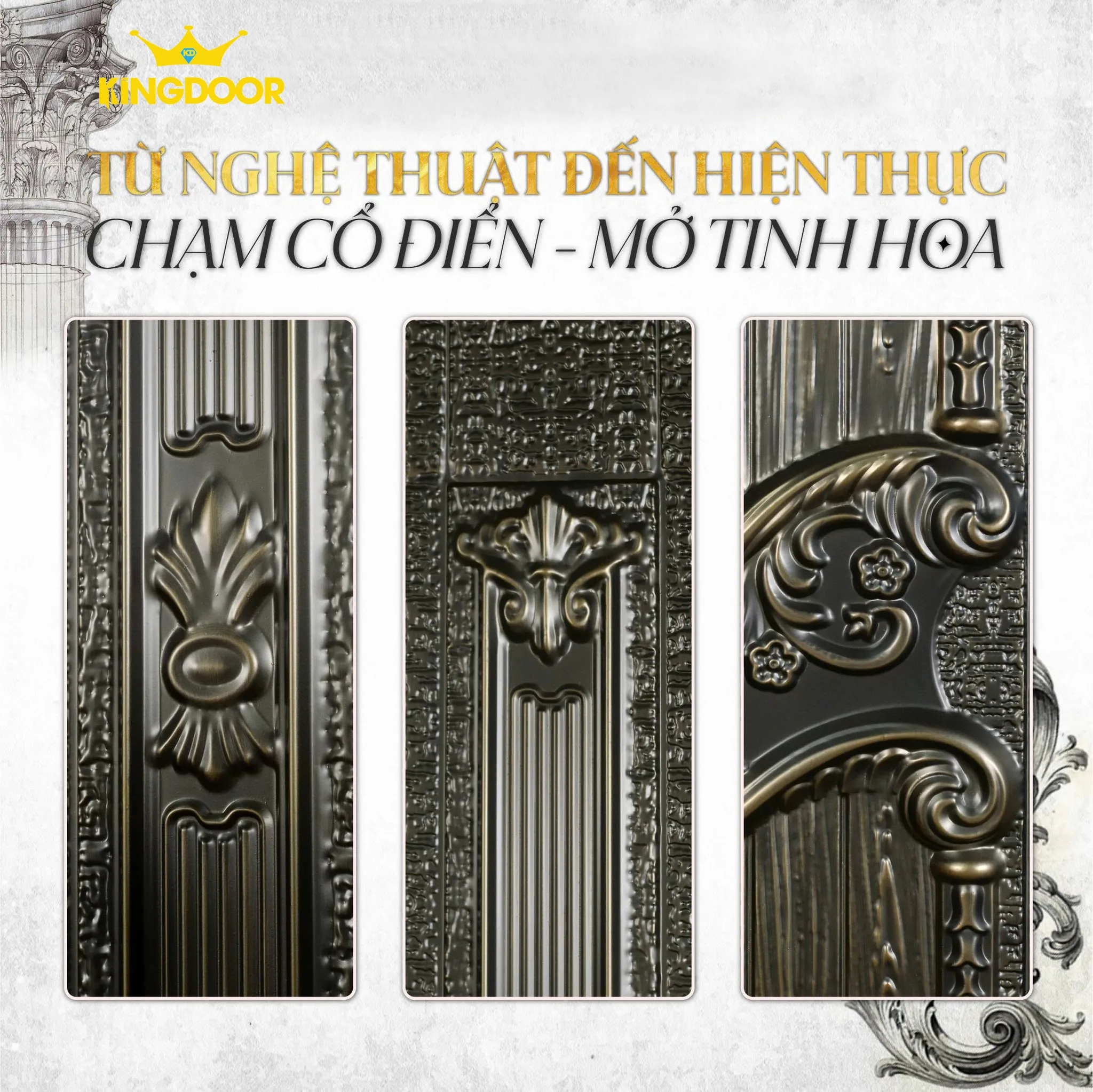 Cửa thép Classic họa tiết Lan Tây Hy Lạp Acanthus