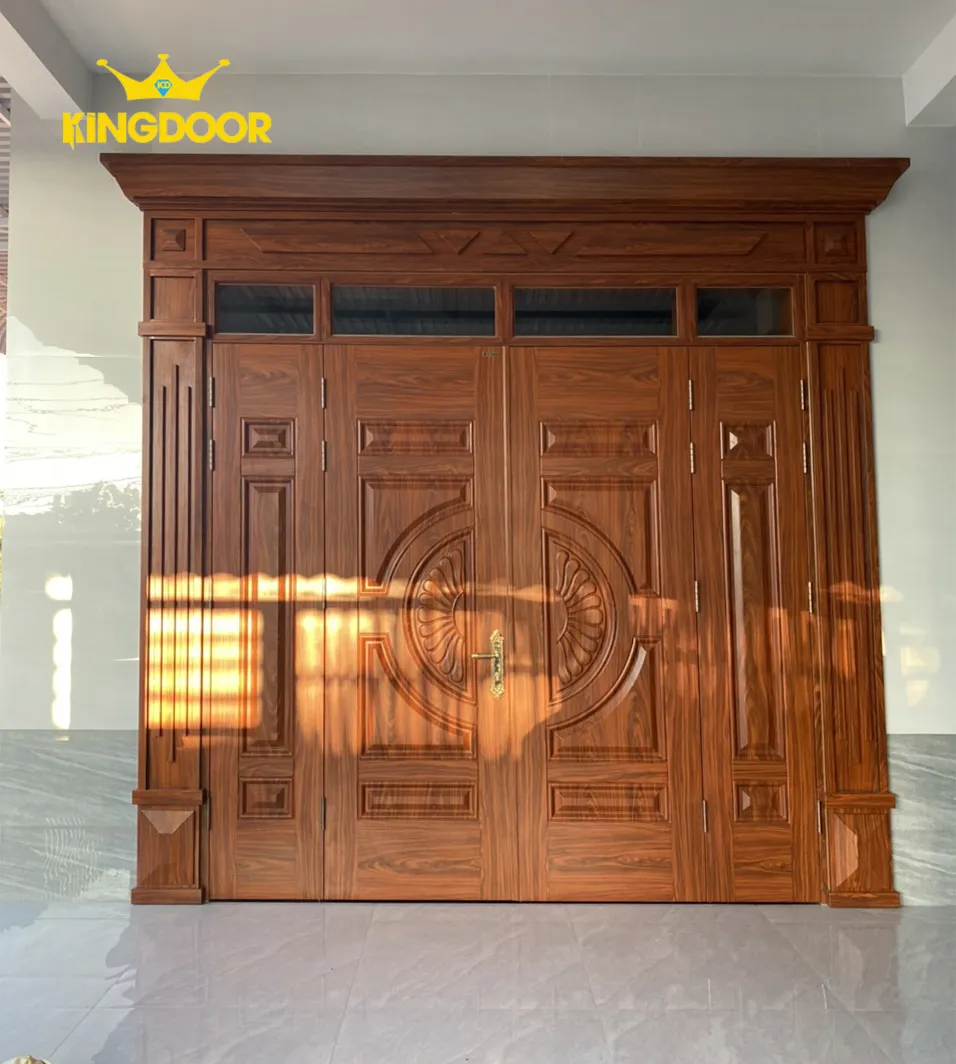 cửa thép vân gỗ giả gỗ sang trọng