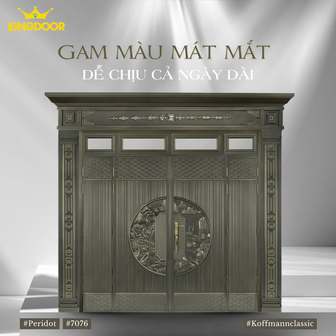Cửa thép classic sắc xanh lục bảo