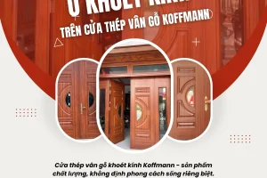 Cửa thép vân gỗ khoét kính huỳnh bán nguyệt