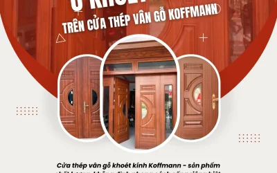 Cửa thép vân gỗ khoét kính huỳnh bán nguyệt