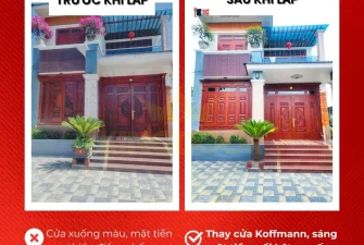 Thi công cửa thép vân gỗ