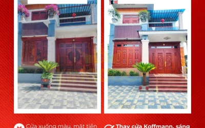 Thi công cửa thép vân gỗ