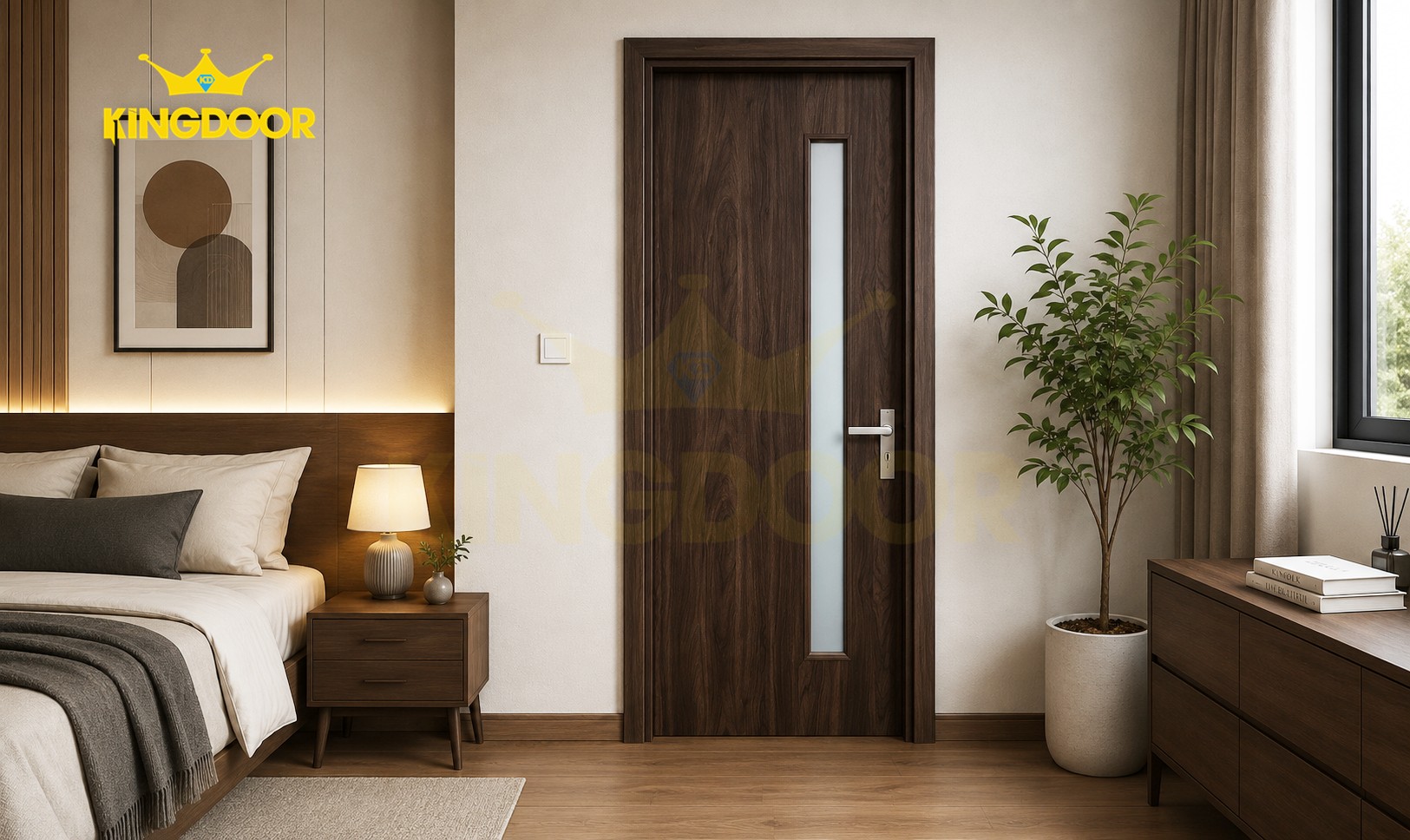 Cửa nhựa composite ô kính phòng ngủ
