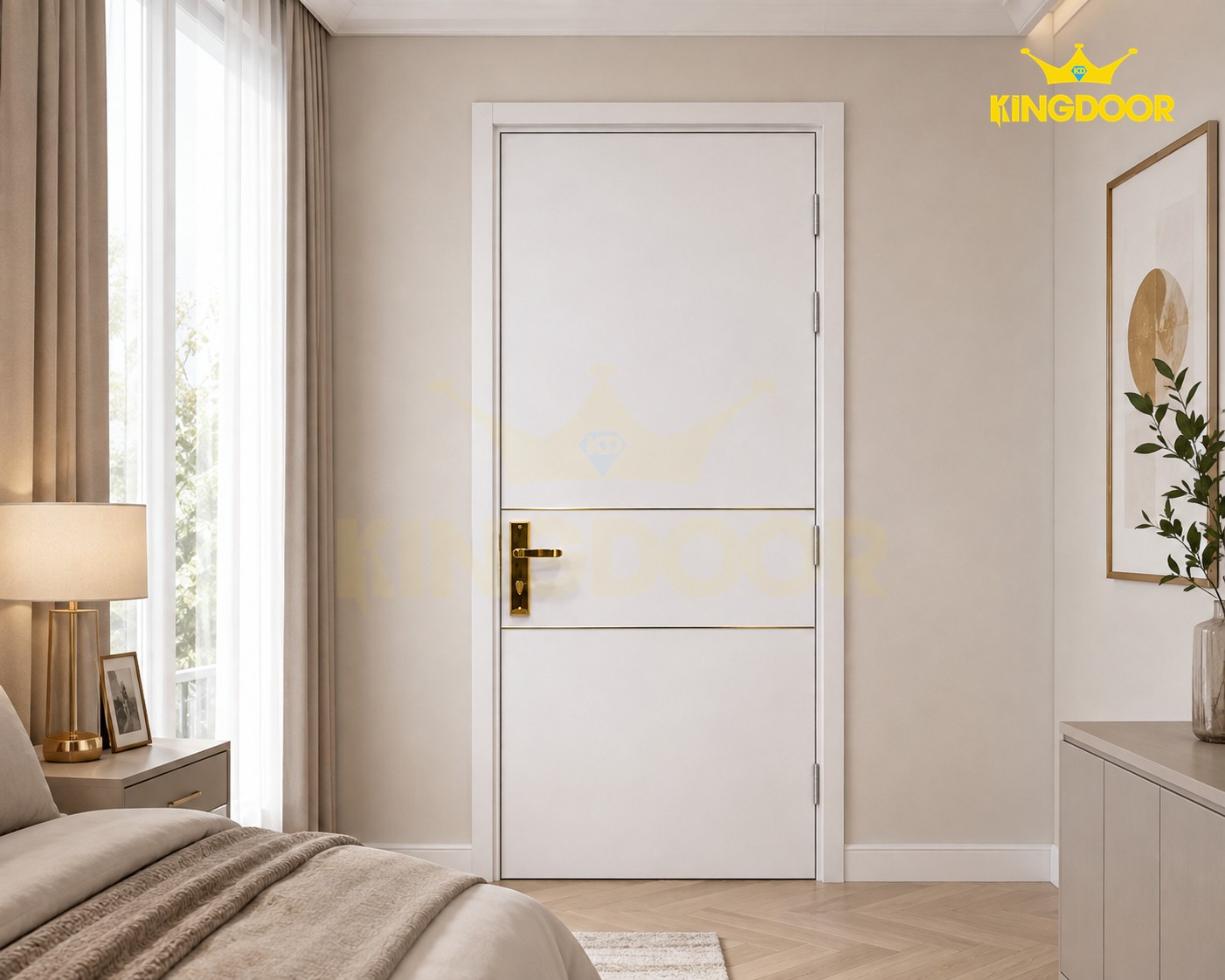 Cửa nhựa composite chạy chỉ nhôm ngang