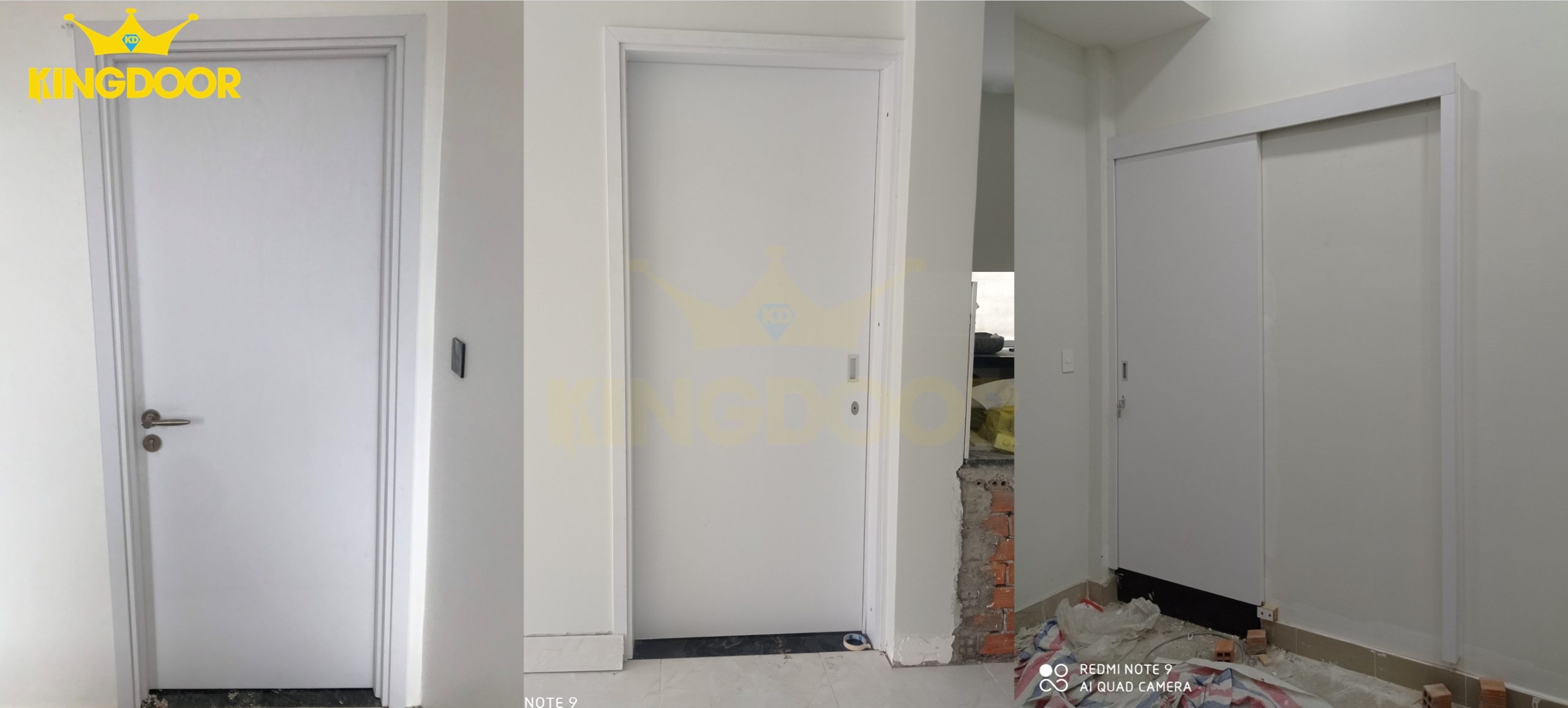 cửa nhựa composite màu trắng mẫu trơn