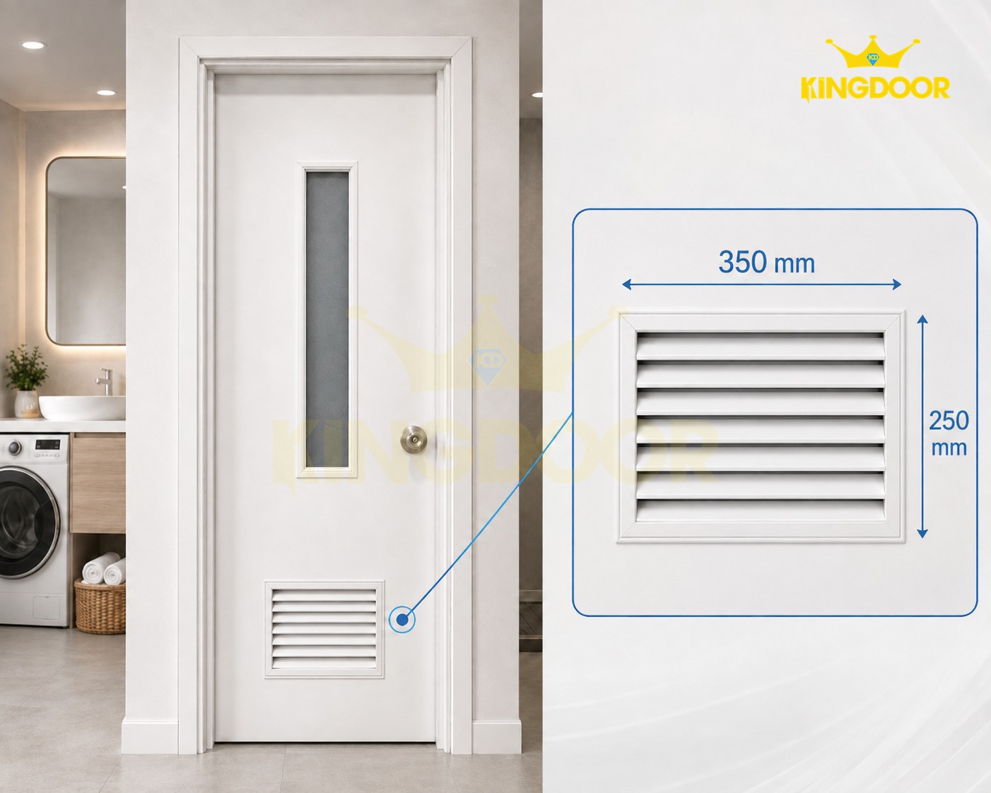 Kích thước cửa Composite có ô lá sách thông gió